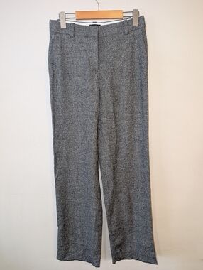 Women's Gray Wool Blend Wide-Leg Dress Pants